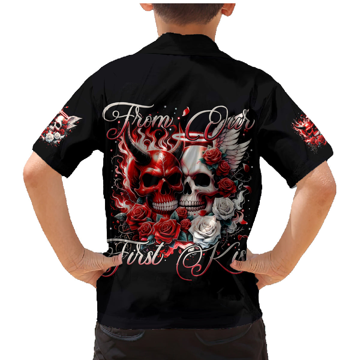 Couple Skull Family Matching Mermaid Dress and Hawaiian Shirt From Our First Kiss - Wonder Print Shop