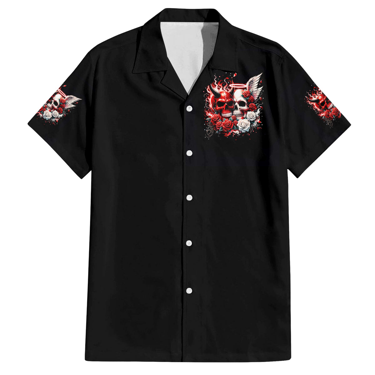 Couple Skull Family Matching Off Shoulder Long Sleeve Dress and Hawaiian Shirt From Our First Kiss - Wonder Print Shop