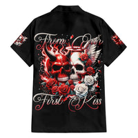 Couple Skull Family Matching Off Shoulder Long Sleeve Dress and Hawaiian Shirt From Our First Kiss - Wonder Print Shop