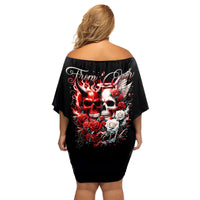 Couple Skull Family Matching Off Shoulder Short Dress and Hawaiian Shirt From Our First Kiss - Wonder Print Shop