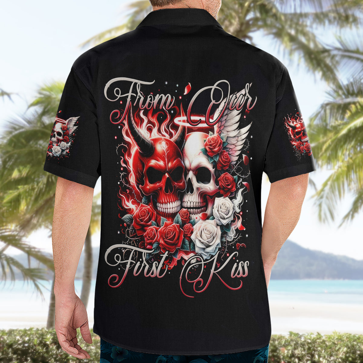 Couple Skull Hawaiian Shirt From Our First Kiss - Wonder Print Shop