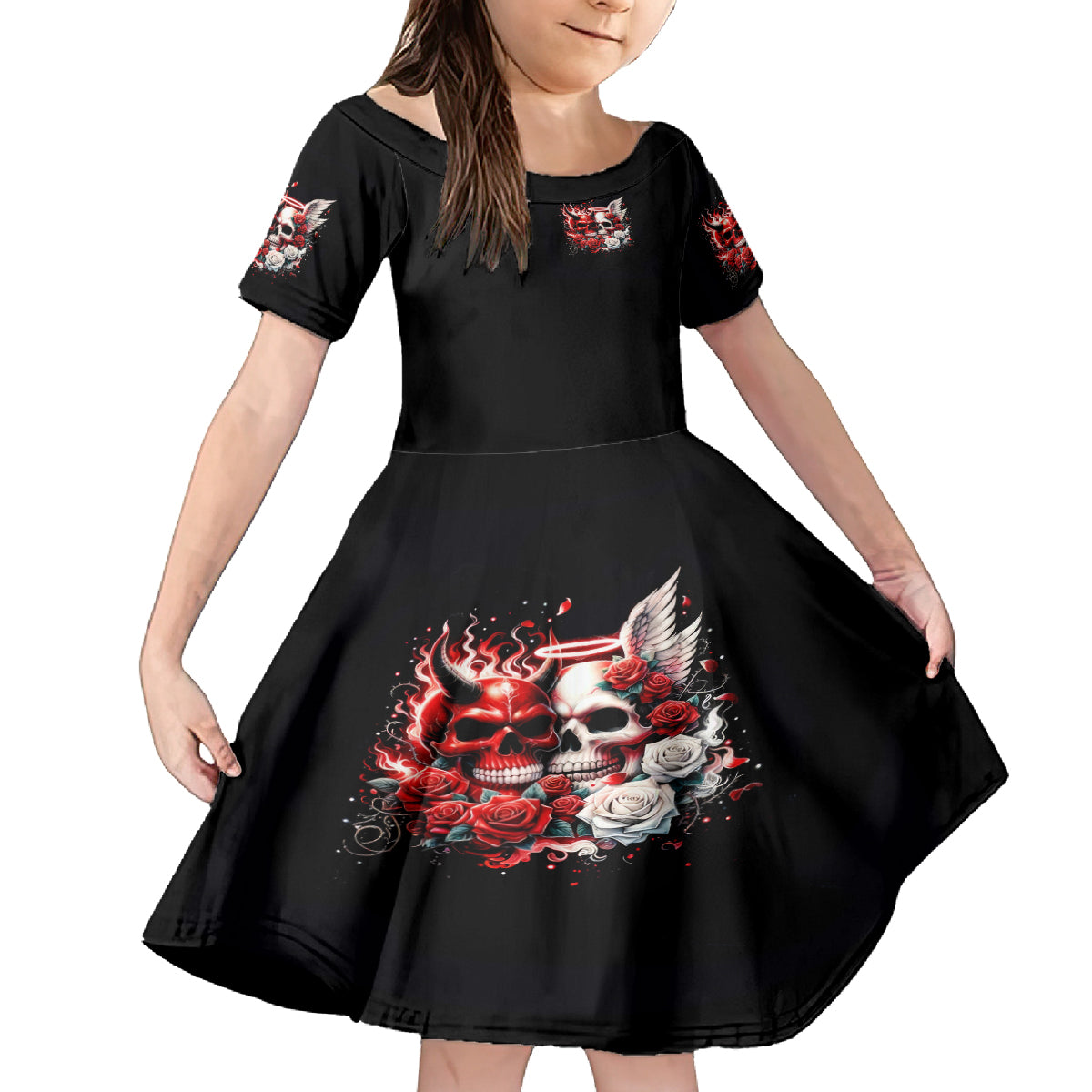 Couple Skull Kid Short Sleeve Dress From Our First Kiss - Wonder Print Shop