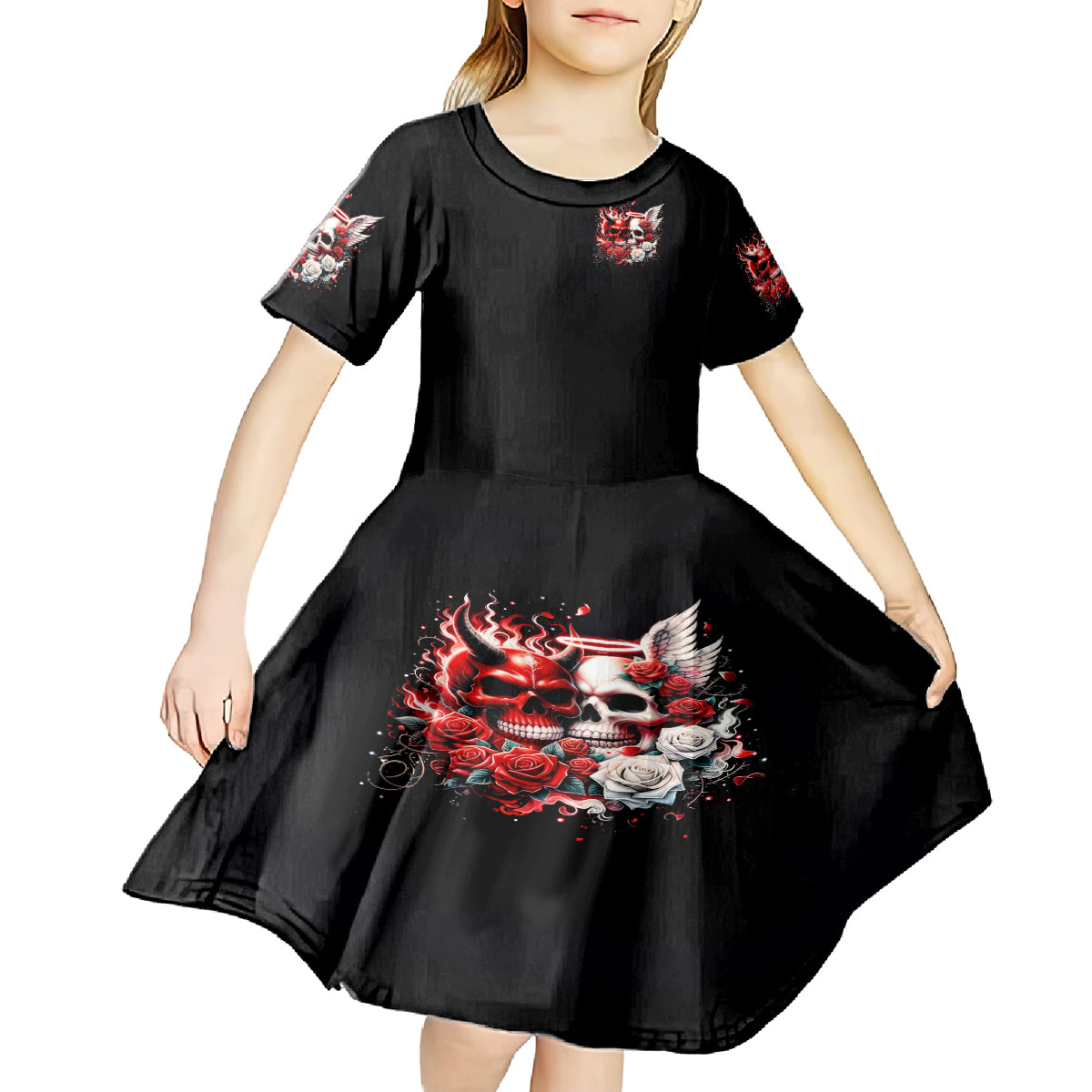 Couple Skull Kid Short Sleeve Dress From Our First Kiss - Wonder Print Shop