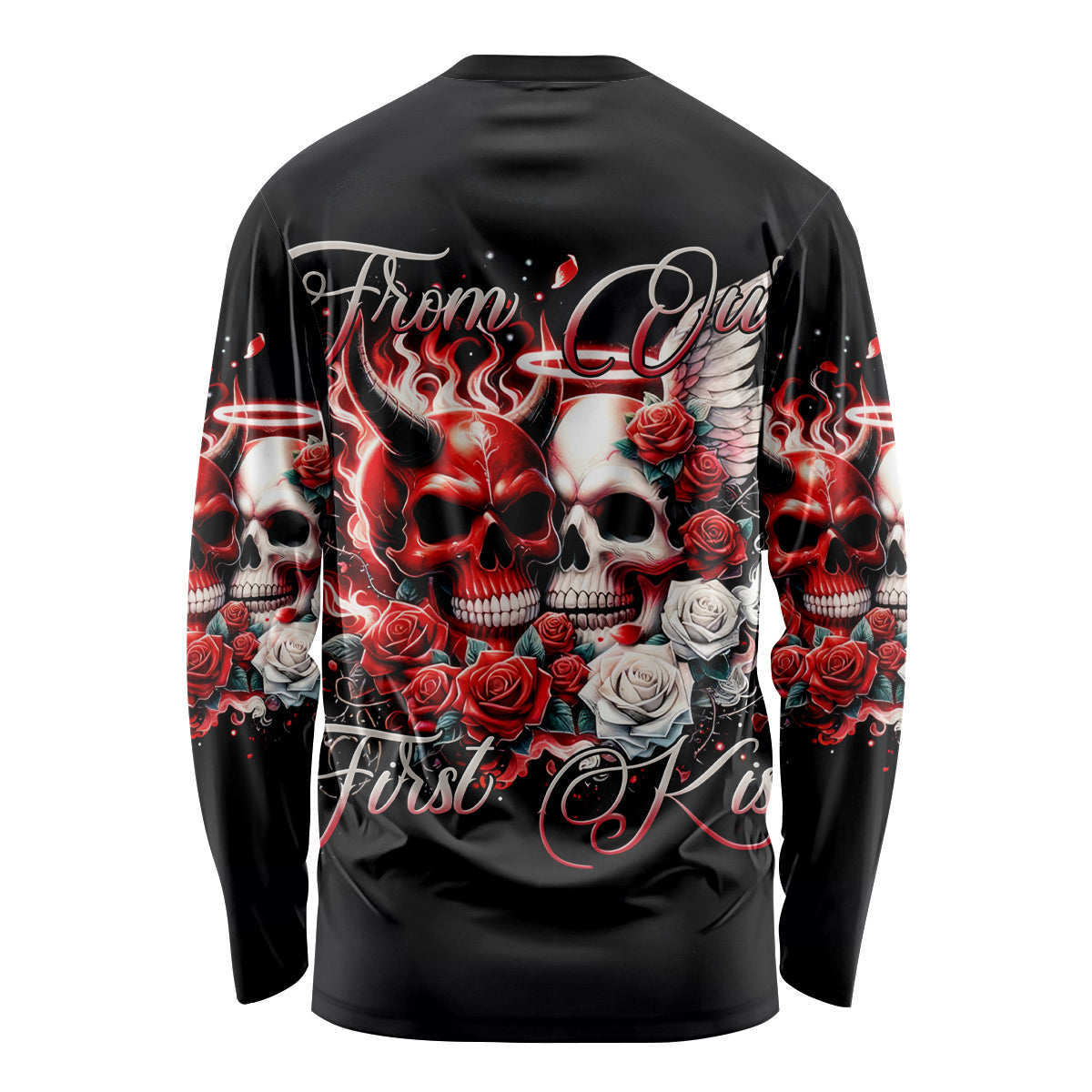 Couple Skull Long Sleeve Shirt From Our First Kiss - Wonder Print Shop