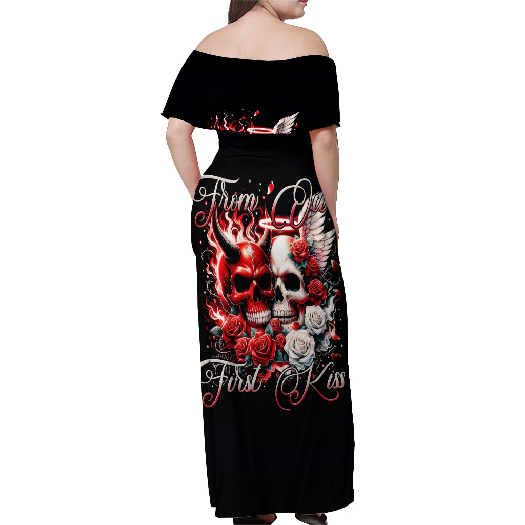 Couple Skull Off Shoulder Maxi Dress From Our First Kiss - Wonder Print Shop