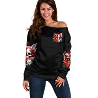 Couple Skull Off Shoulder Sweater From Our First Kiss - Wonder Print Shop