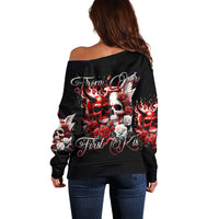 Couple Skull Off Shoulder Sweater From Our First Kiss - Wonder Print Shop