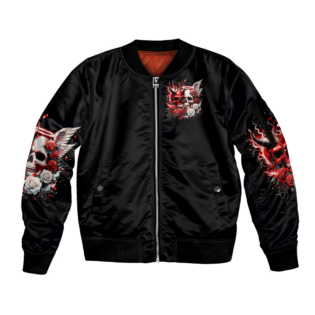 Couple Skull Sleeve Zip Bomber Jacket From Our First Kiss - Wonder Print Shop