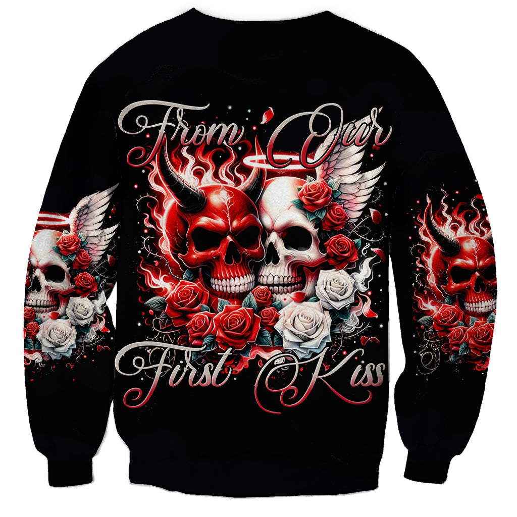 Couple Skull Sweatshirt From Our First Kiss - Wonder Print Shop