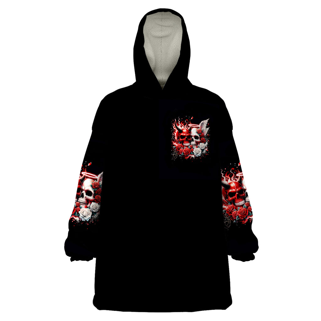 Couple Skull Wearable Blanket Hoodie From Our First Kiss - Wonder Print Shop