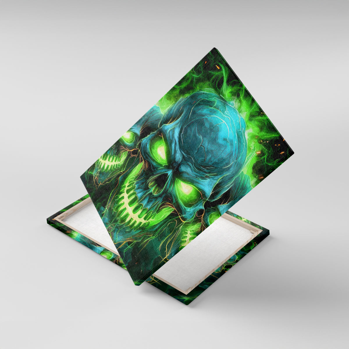 Flame Skull Canvas Wall Art I'm Never Alone My Demons Are Wit Me 24/7 - Wonder Print Shop