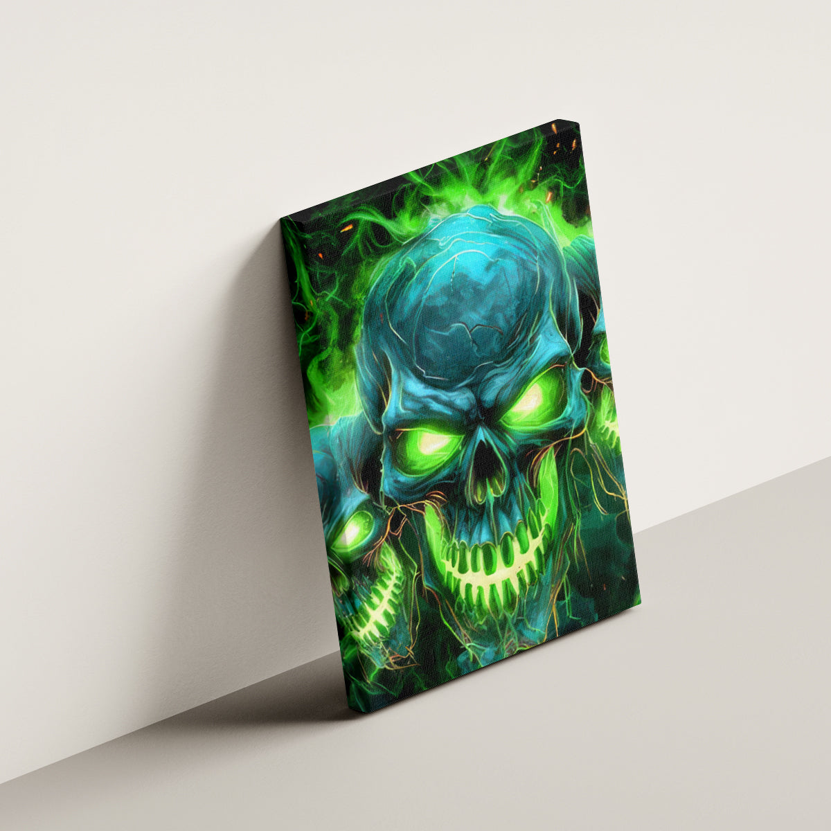 Flame Skull Canvas Wall Art I'm Never Alone My Demons Are Wit Me 24/7 - Wonder Print Shop