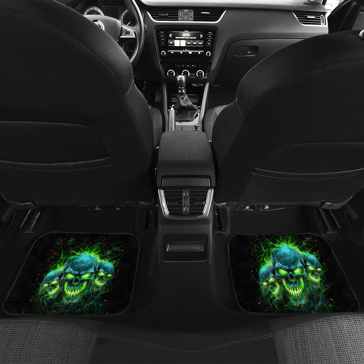 Flame Skull Car Mats I'm Never Alone My Demons Are Wit Me 24/7 - Wonder Print Shop