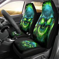 Flame Skull Car Seat Cover I'm Never Alone My Demons Are Wit Me 24/7 - Wonder Print Shop