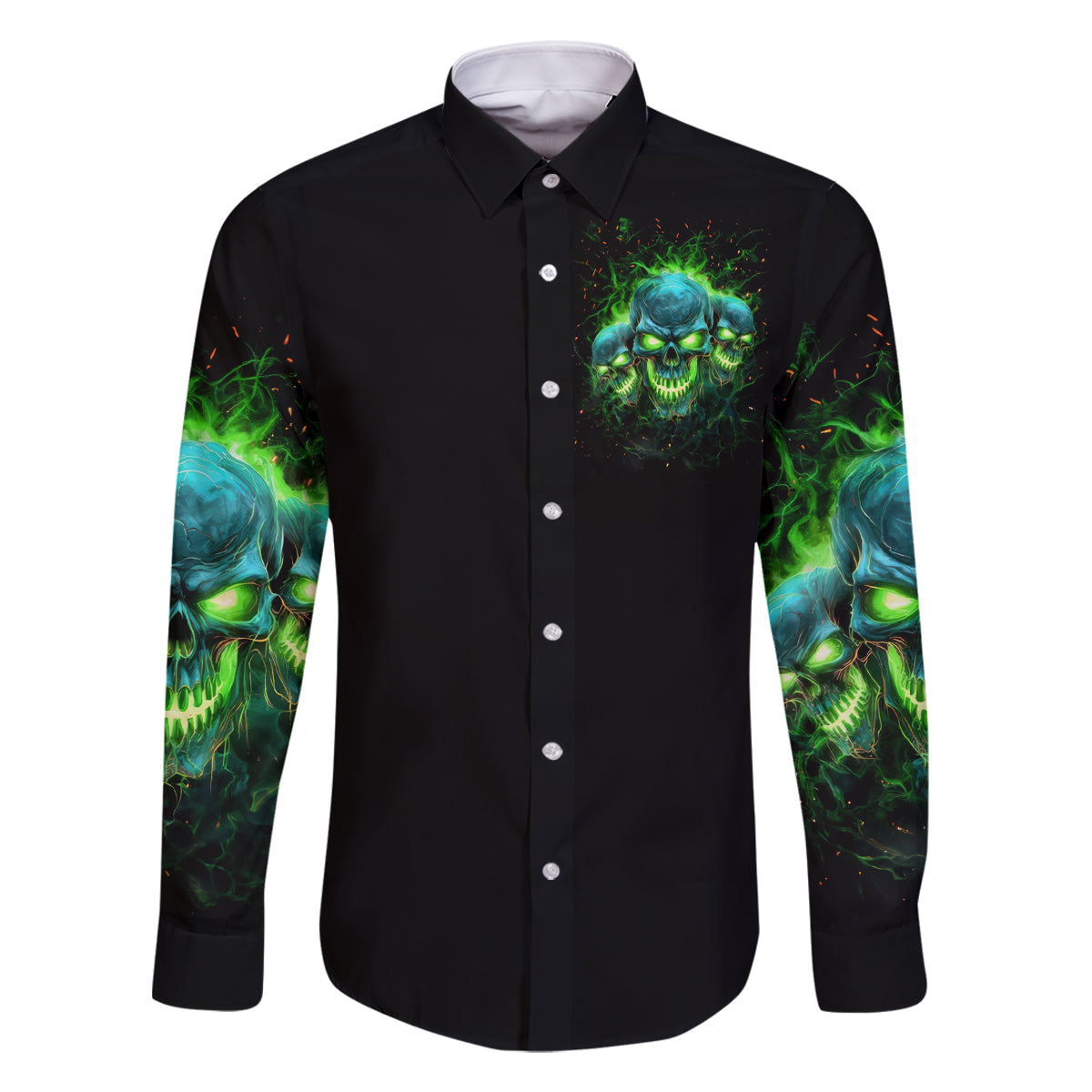 Flame Skull Family Matching Mermaid Dress and Hawaiian Shirt I'm Never Alone My Demons Are Wit Me 24/7 - Wonder Print Shop