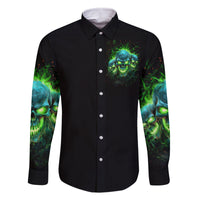 Flame Skull Family Matching Mermaid Dress and Hawaiian Shirt I'm Never Alone My Demons Are Wit Me 24/7 - Wonder Print Shop