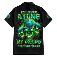 Flame Skull Family Matching Puletasi and Hawaiian Shirt I'm Never Alone My Demons Are Wit Me 24/7 - Wonder Print Shop