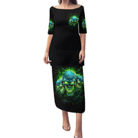 Flame Skull Family Matching Puletasi and Hawaiian Shirt I'm Never Alone My Demons Are Wit Me 24/7 - Wonder Print Shop