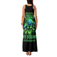 Flame Skull Family Matching Tank Maxi Dress and Hawaiian Shirt I'm Never Alone My Demons Are Wit Me 24/7 - Wonder Print Shop