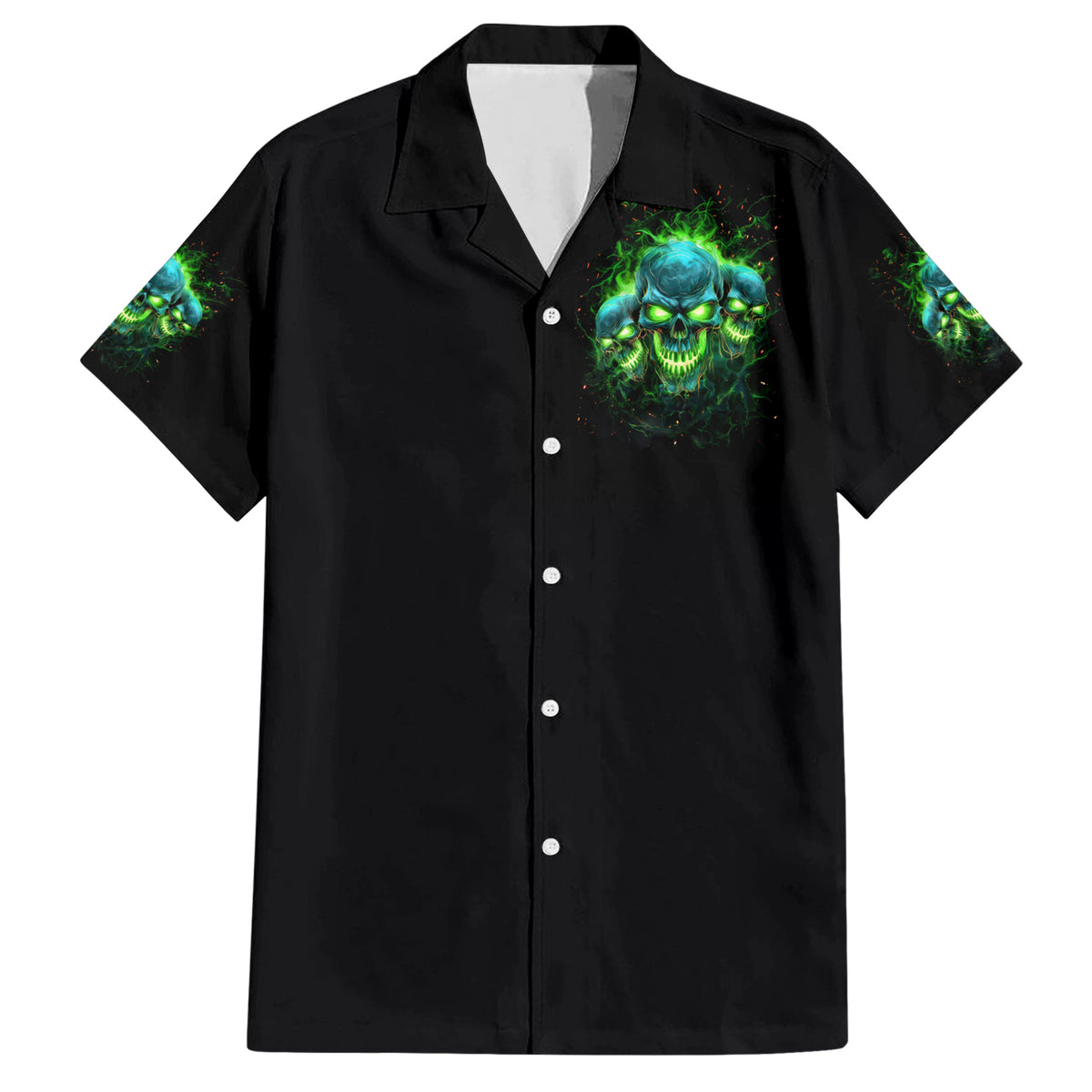 Flame Skull Hawaiian Shirt I'm Never Alone My Demons Are Wit Me 24/7 - Wonder Print Shop