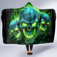 Flame Skull Hooded Blanket I'm Never Alone My Demons Are Wit Me 24/7