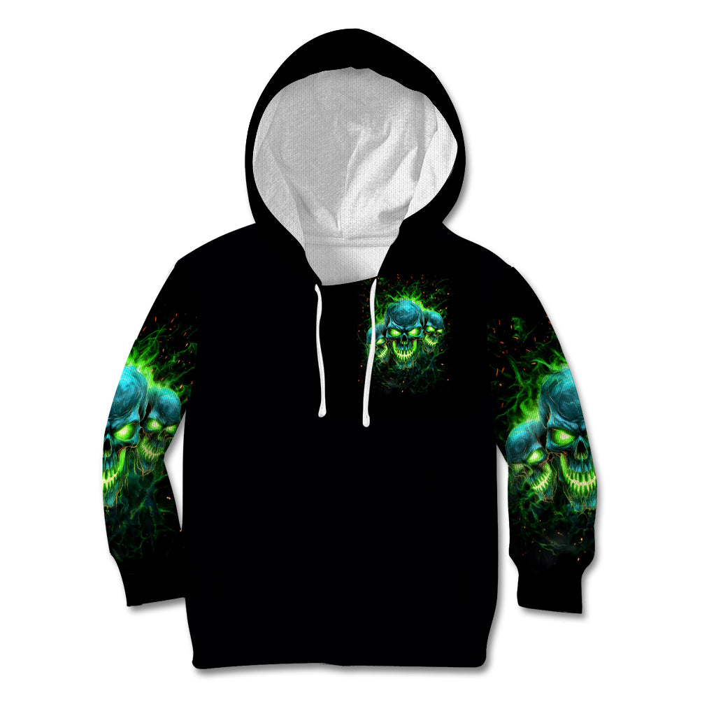 Flame Skull Kid Hoodie I'm Never Alone My Demons Are Wit Me 24/7 - Wonder Print Shop
