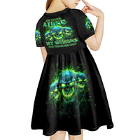 Flame Skull Kid Short Sleeve Dress I'm Never Alone My Demons Are Wit Me 24/7 - Wonder Print Shop
