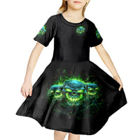 Flame Skull Kid Short Sleeve Dress I'm Never Alone My Demons Are Wit Me 24/7 - Wonder Print Shop