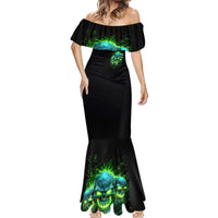 Flame Skull Mermaid Dress I'm Never Alone My Demons Are Wit Me 24/7 - Wonder Print Shop