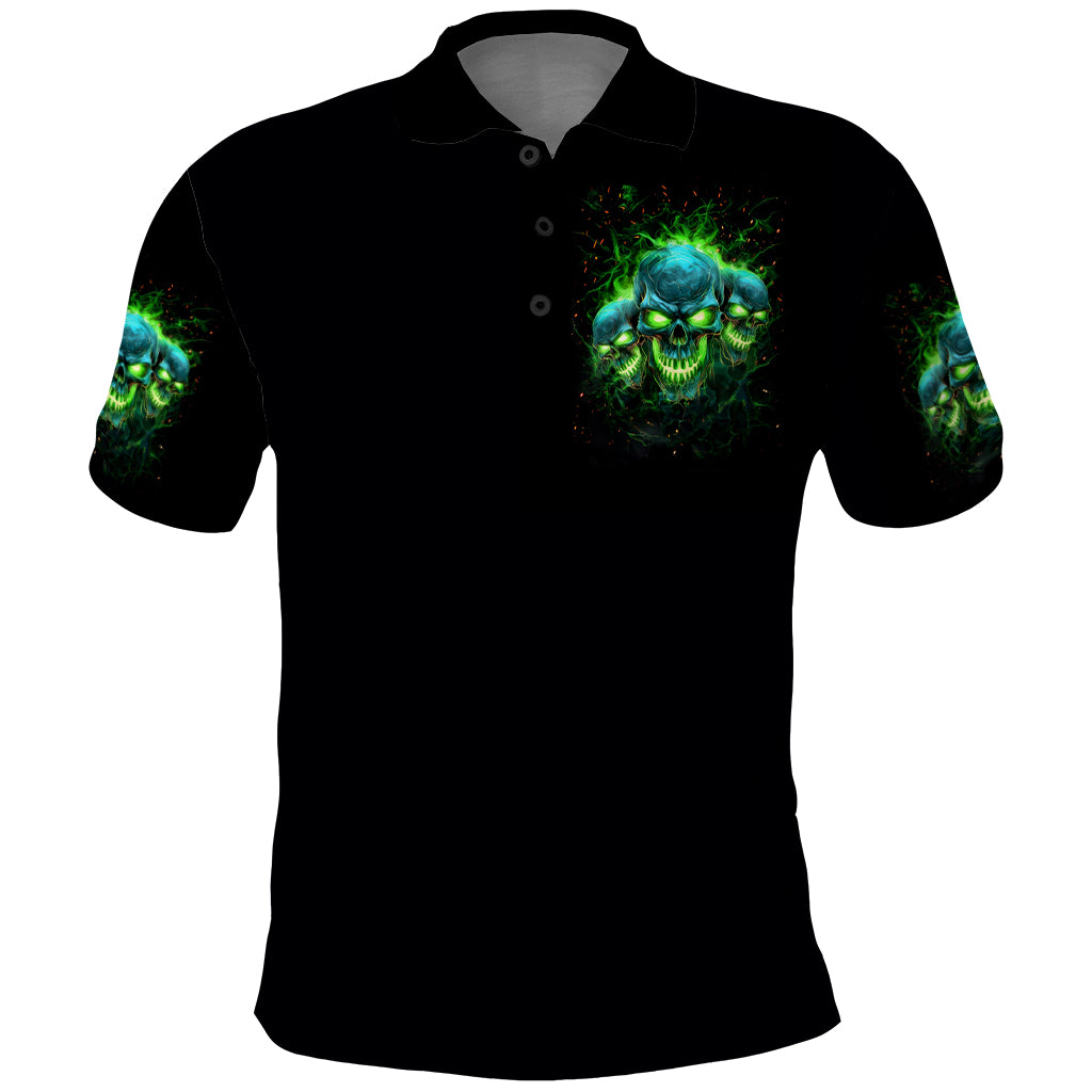 Flame Skull Polo Shirt I'm Never Alone My Demons Are Wit Me 24/7 - Wonder Print Shop