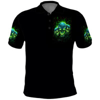 Flame Skull Polo Shirt I'm Never Alone My Demons Are Wit Me 24/7 - Wonder Print Shop
