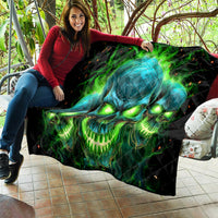 Flame Skull Quilt I'm Never Alone My Demons Are Wit Me 24/7 - Wonder Print Shop