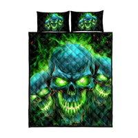 Flame Skull Quilt Bed Set I'm Never Alone My Demons Are Wit Me 24/7 - Wonder Print Shop