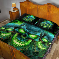 Flame Skull Quilt Bed Set I'm Never Alone My Demons Are Wit Me 24/7 - Wonder Print Shop