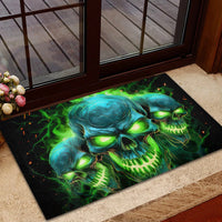 Flame Skull Rubber Doormat I'm Never Alone My Demons Are Wit Me 24/7 - Wonder Print Shop