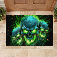 Flame Skull Rubber Doormat I'm Never Alone My Demons Are Wit Me 24/7 - Wonder Print Shop