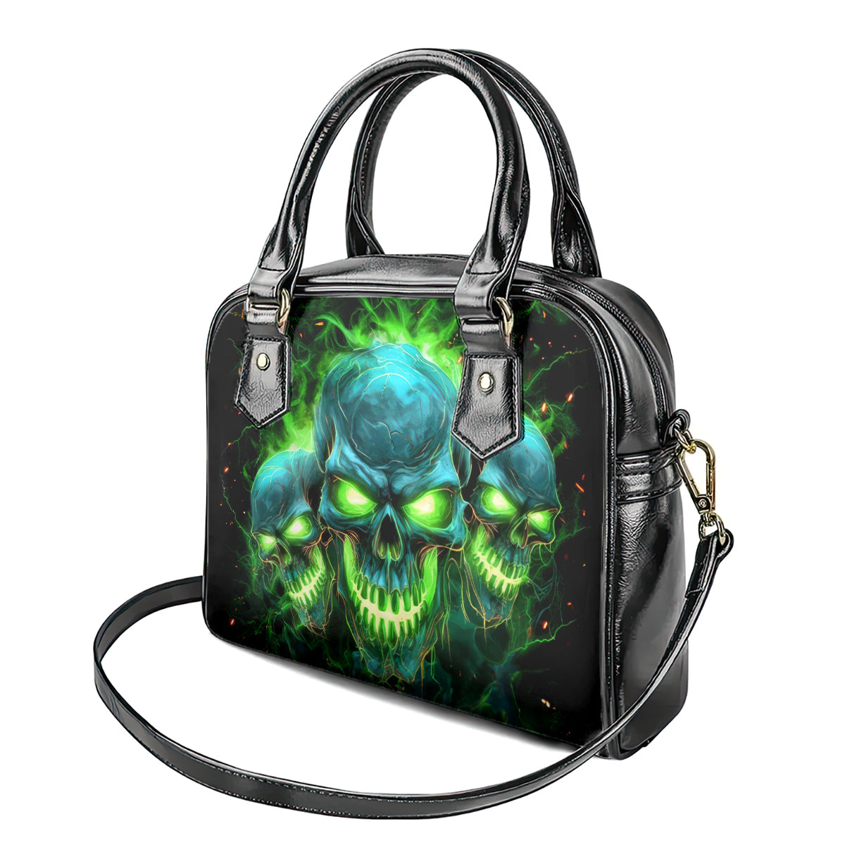 Flame Skull Shoulder Handbag I'm Never Alone My Demons Are Wit Me 24/7