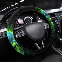 Flame Skull Steering Wheel Cover I'm Never Alone My Demons Are Wit Me 24/7 - Wonder Print Shop