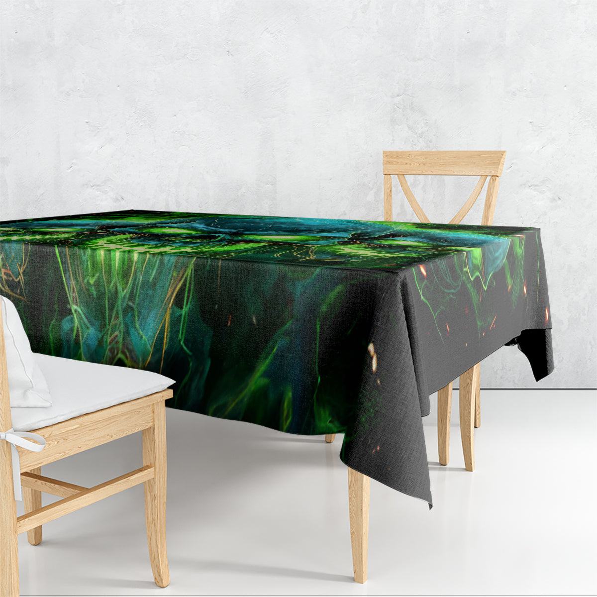 Flame Skull Tablecloth I'm Never Alone My Demons Are Wit Me 24/7 - Wonder Print Shop