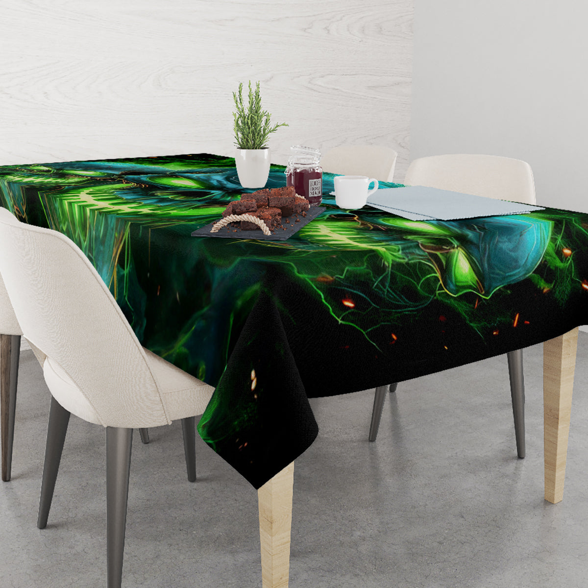 Flame Skull Tablecloth I'm Never Alone My Demons Are Wit Me 24/7 - Wonder Print Shop