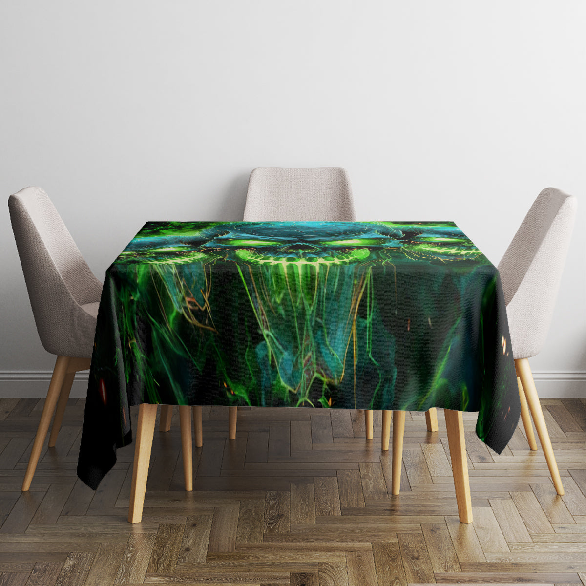 Flame Skull Tablecloth I'm Never Alone My Demons Are Wit Me 24/7 - Wonder Print Shop