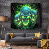 Flame Skull Tapestry I'm Never Alone My Demons Are Wit Me 24/7 - Wonder Print Shop