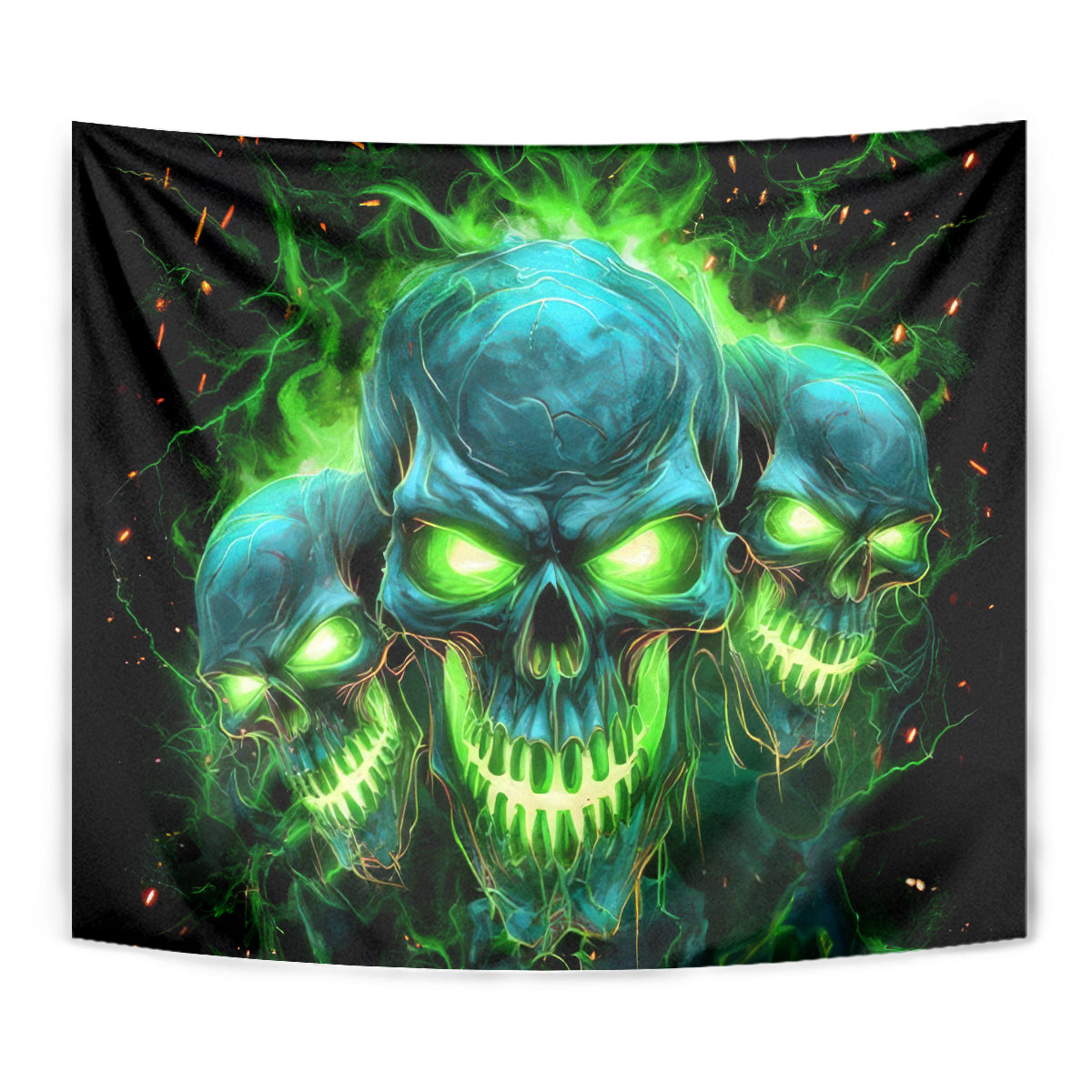 Flame Skull Tapestry I'm Never Alone My Demons Are Wit Me 24/7 - Wonder Print Shop