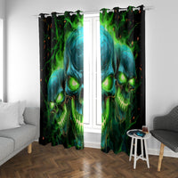 Flame Skull Window Curtain I'm Never Alone My Demons Are Wit Me 24/7 - Wonder Print Shop
