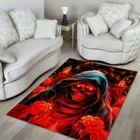 Rose Skull Area Rug Iam Sweet Girl But If You Piss Me Off - Wonder Print Shop