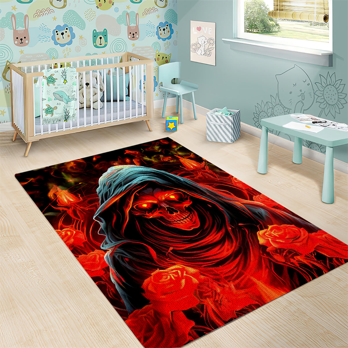 Rose Skull Area Rug Iam Sweet Girl But If You Piss Me Off - Wonder Print Shop