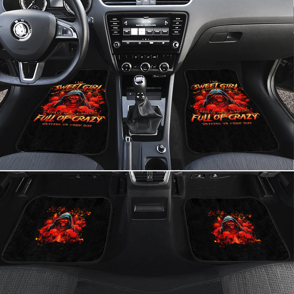 Rose Skull Car Mats Iam Sweet Girl But If You Piss Me Off - Wonder Print Shop