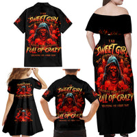 Rose Skull Family Matching Off Shoulder Maxi Dress and Hawaiian Shirt Iam Sweet Girl But If You Piss Me Off - Wonder Print Shop