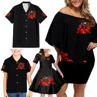 Rose Skull Family Matching Off Shoulder Short Dress and Hawaiian Shirt Iam Sweet Girl But If You Piss Me Off - Wonder Print Shop
