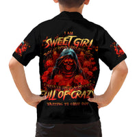 Rose Skull Family Matching Short Sleeve Bodycon Dress and Hawaiian Shirt Iam Sweet Girl But If You Piss Me Off - Wonder Print Shop